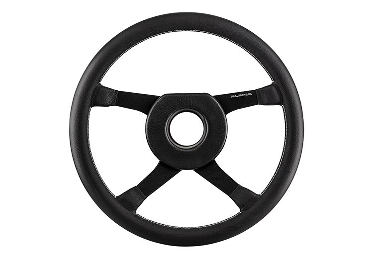 レザーステアリングホイール　4スポーク　380ｍｍ　（ボスなし/ホーンボタン別売り）